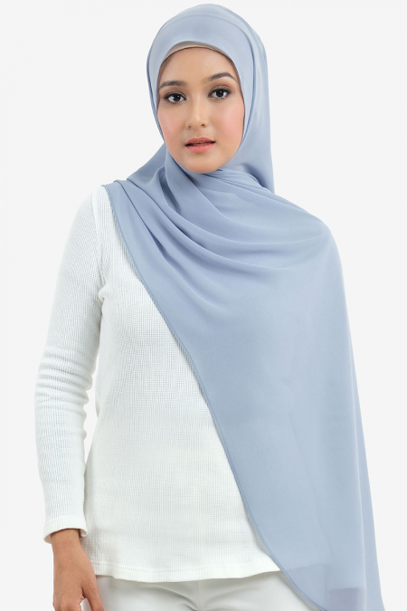 Aida Chiffon Tudung Headscarf - Blue Fog
