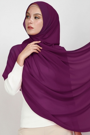 Aida XL Chiffon Tudung Headscarf - Grape