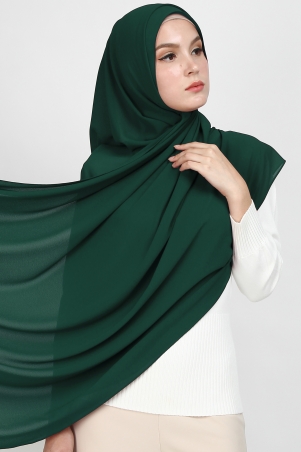 Aida XL Chiffon Tudung Headscarf - Dark Green