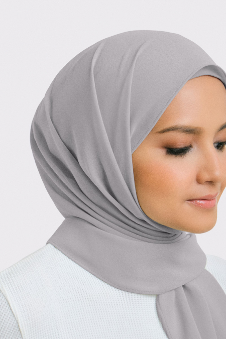 Aida Chiffon Tudung Headscarf - Gull Gray