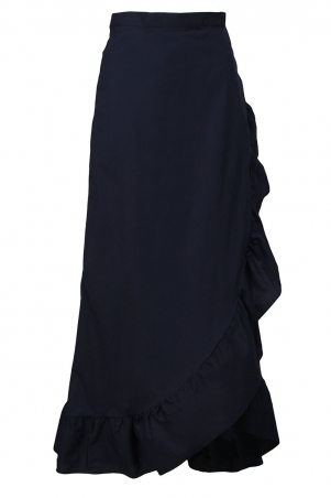 Fausta Wrap Style Ruffle Skirt - Navy