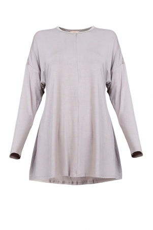 Nairi Zip-Front Jersey Blouse 2.0 - Light Grey