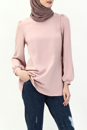 Madina Bubble Sleeve Blouse - Dusty Pink
