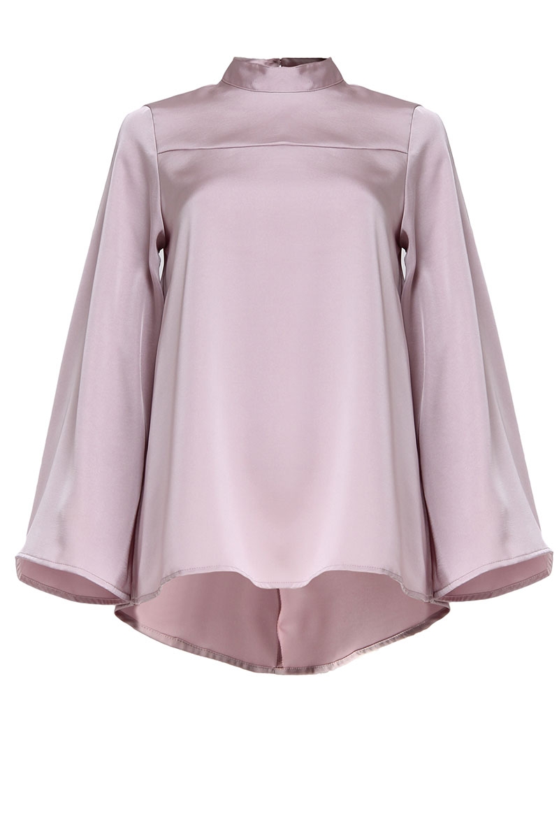 high neck pink blouse