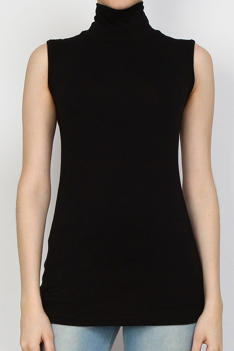 women's sleeveless mock turtleneck tops