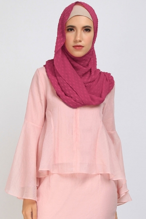 Evica Trumpet Sleeve Blouse - Dusty Pink