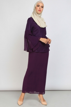 Omaya Tapered Skirt - Dark Purple Dobby