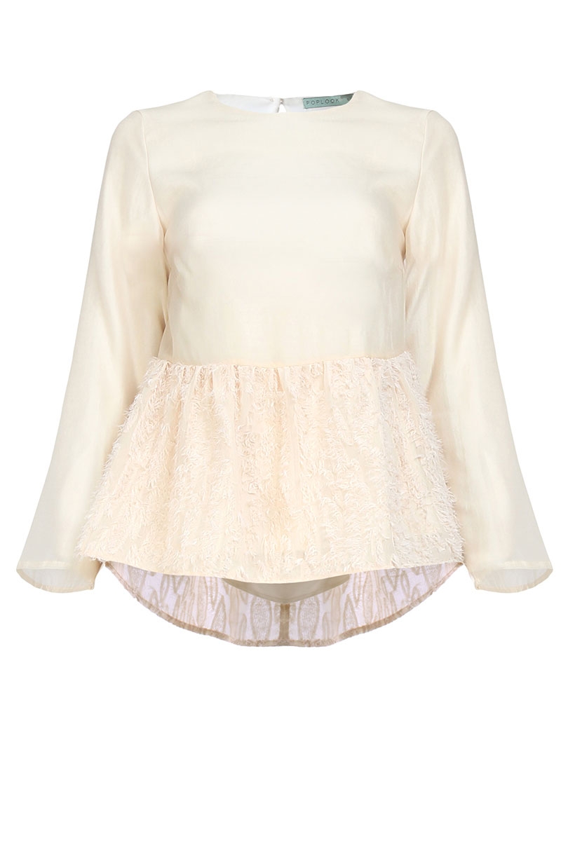 cream peplum blouse