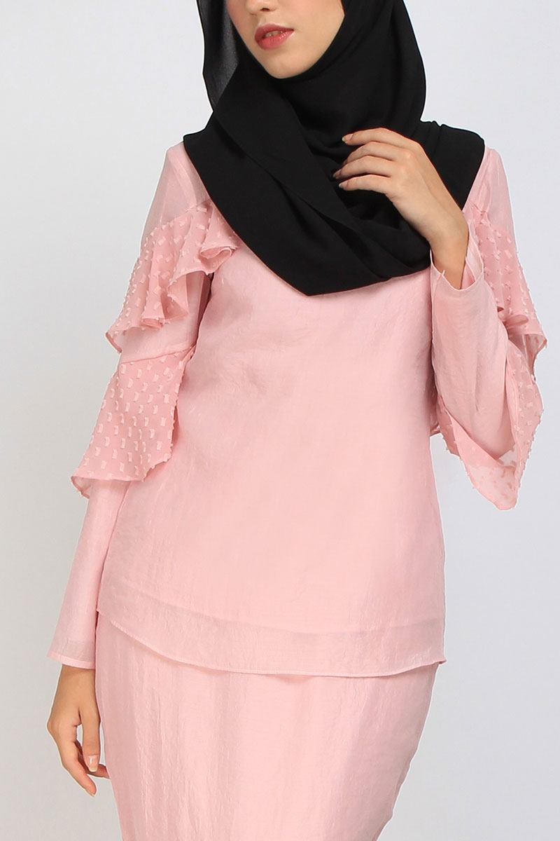 pink ruffle blouse