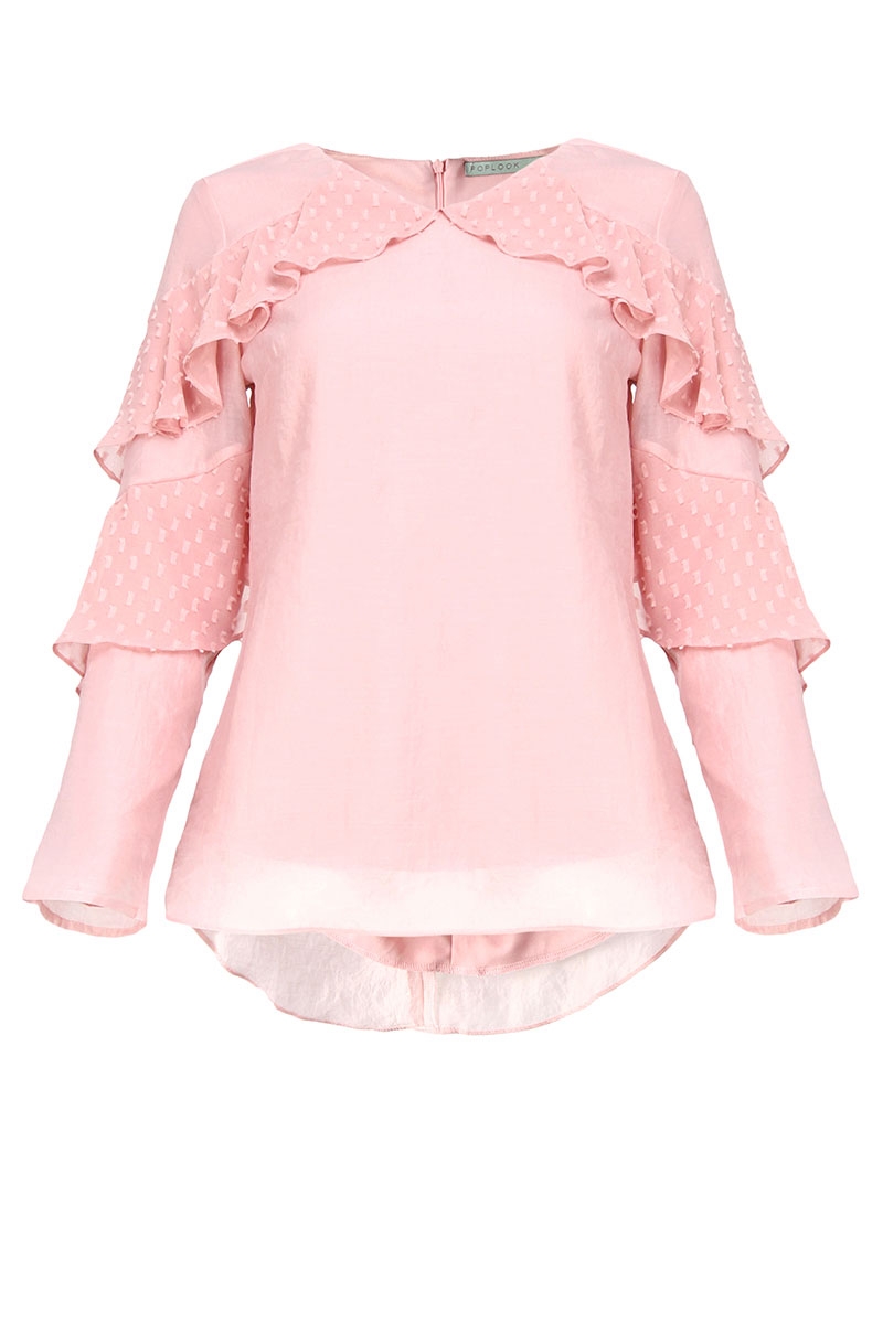 pink ruffle blouse