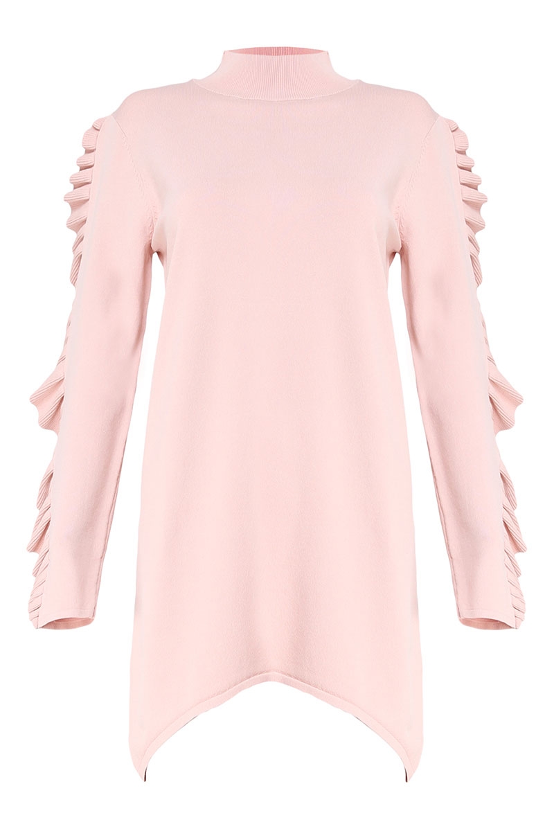 pink ruffle sleeve blouse
