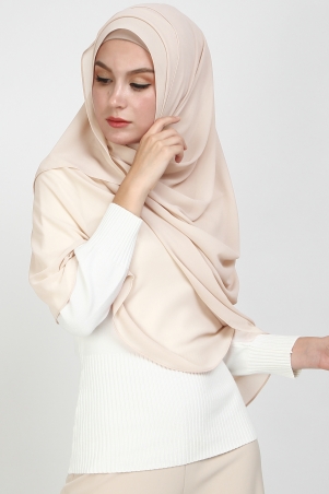 Aida XL Chiffon Tudung Headscarf - Light Beige