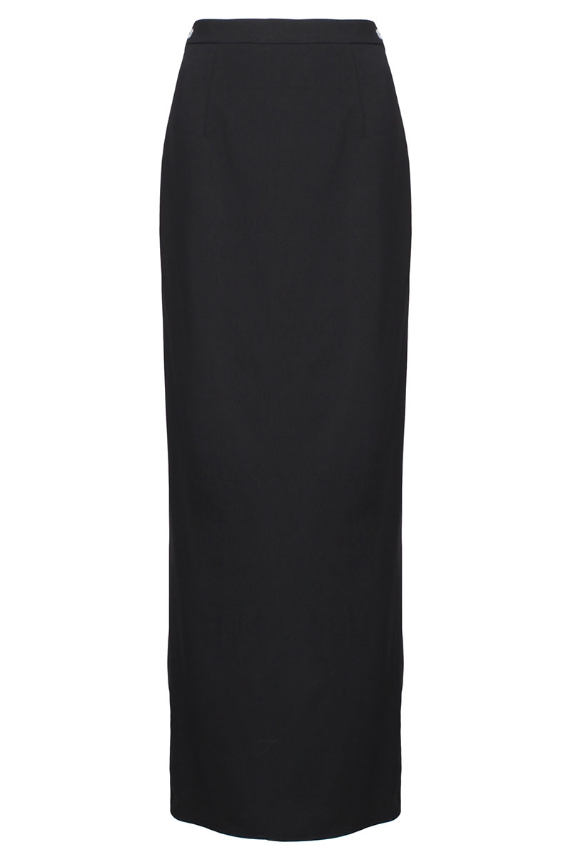 Omaya Solid Tapered Skirt - Black - Poplook.com