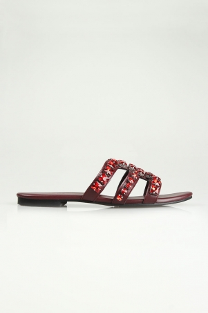 Shea Embellished Sandals - Burgundy