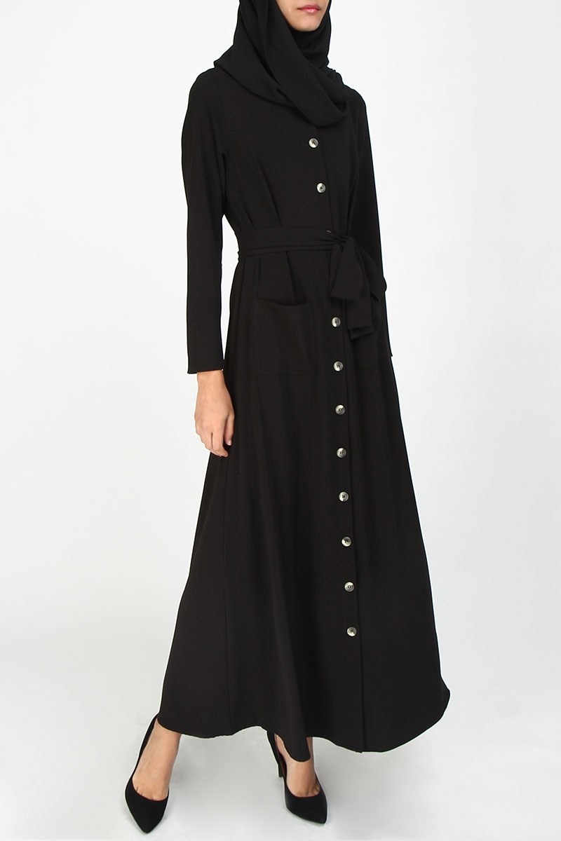 black button maxi dress