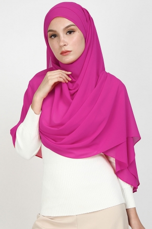 Aida XL Chiffon Tudung Headscarf - Berry Purple