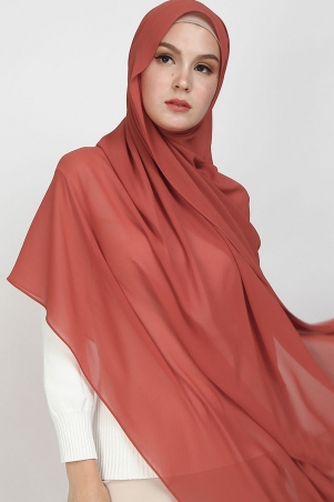 Aida XL Chiffon Tudung Headscarf - Brick