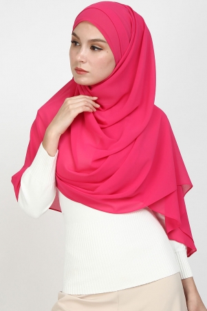 Aida XL Chiffon Tudung Headscarf - Fuchsia
