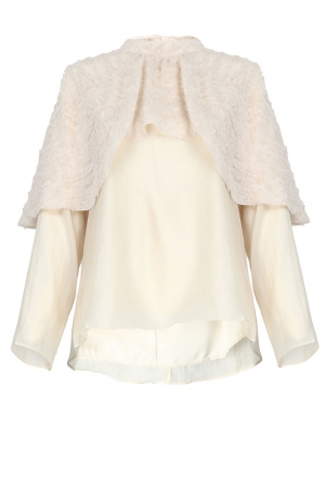 Jenalyn Fluff Cape Blouse - Cream