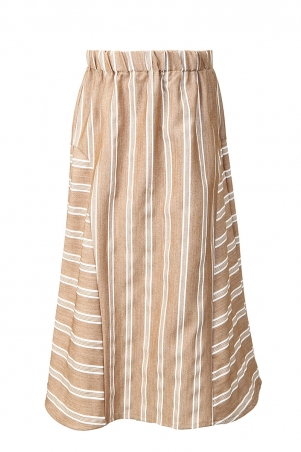 KIDS Fariha A-line Panel Skirt - Brown/White Stripe