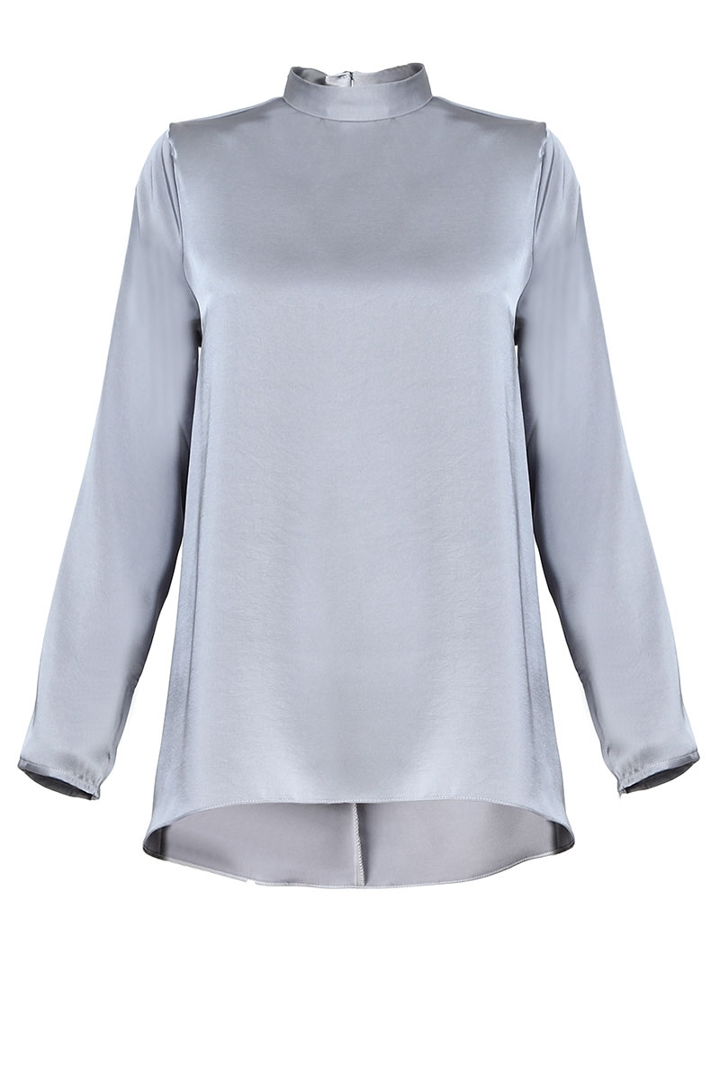 satin grey blouse