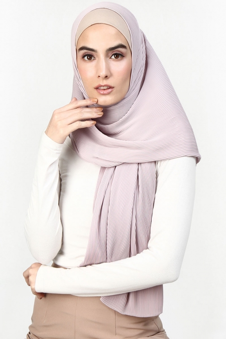Jaswin Pleated Chiffon Headscarf - Rose Mist