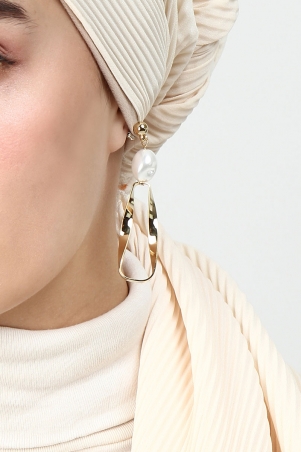 Pearl Geometric Earring - Gold