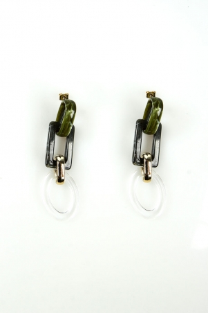 Acrylic Geometric Earring - Army Green
