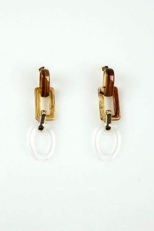 Acrylic Geometric Earring - Brown