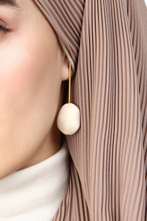 Stick Earring With Marble - Marble