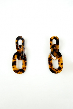 Geometric Charm Earring - Leopard Print