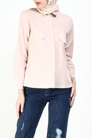 Kaydin Faux Pocket Shirt - Pink