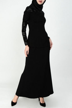 Marwa Blouse & Skirt - Black
