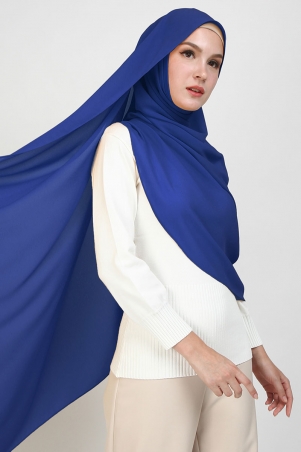 Aida XL Chiffon Tudung Headscarf - Cobalt Blue
