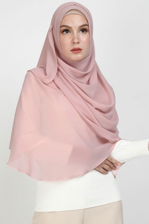 Aida XL Chiffon Tudung Headscarf - Misty Rose