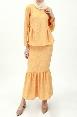 Cantara Blouse & Skirt - Mustard Print