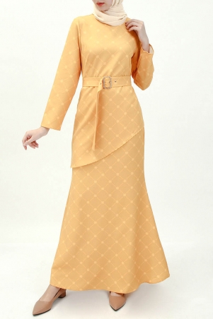 Daiva Blouse & Skirt - Mustard Print