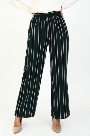 Sharmae Straight Cut Pants - Green/Navy Stripe