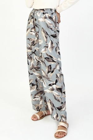 Sharmae Straight Cut Pants - Grey Floral