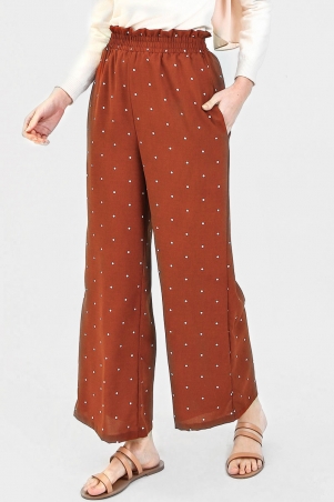 Ellora Wide Legged Pants - Brown Dot