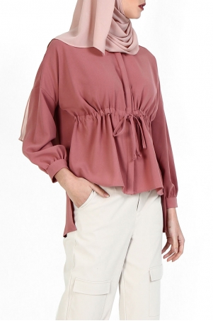 Samira Front Button Blouse - Dusty Rose