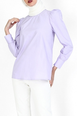 Nasro Puff Shoulder Blouse - Lilac