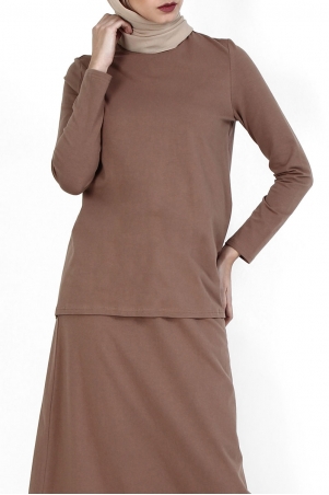 Berney High-Neck Top - Warm Taupe