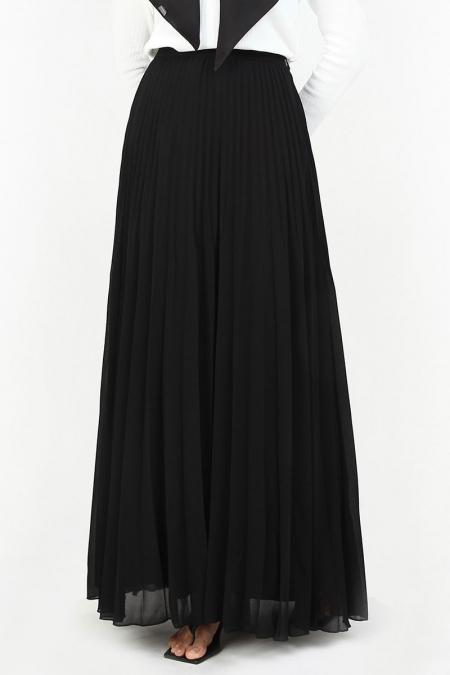 Liela Pleated A-line Skirt - Black