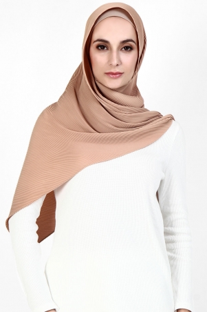 Kiara Triangle Pleated Headscarf - Cafe Creme