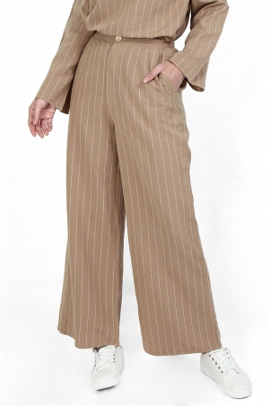 Nivitha Wide Legged Pants - Tan/White Stripe