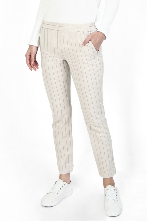 Zaelin The Pull-on Tapered Pants - Light Beige/Black Stripe