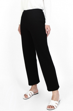 Shaliya Waffle Knit Straight Cut Pants - Black
