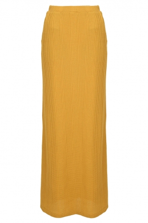 Cidona Waffle Knit Pencil Skirt - Mustard