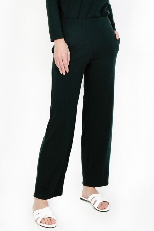 Shaliya Ribbed Straight Cut Pants - Dark Green